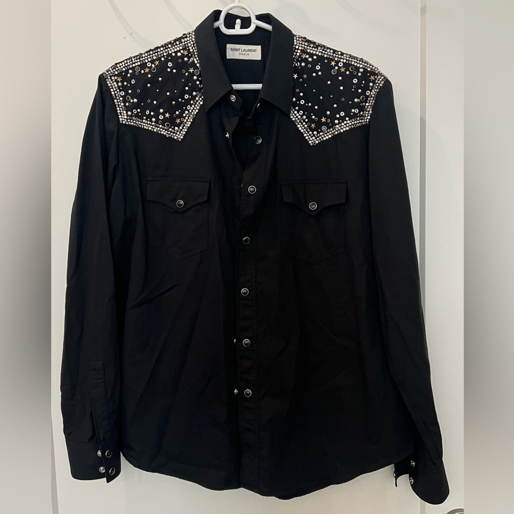Saint Laurent Black Shirt with Silver Accents